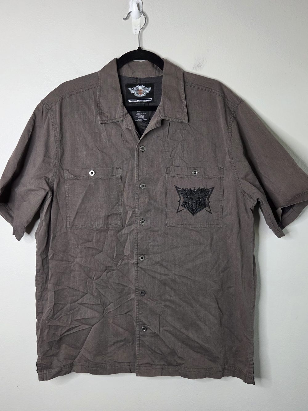Harley-Davidson's Men's Short Sleeve Button-Up Shirt in Brown - Vintage Style